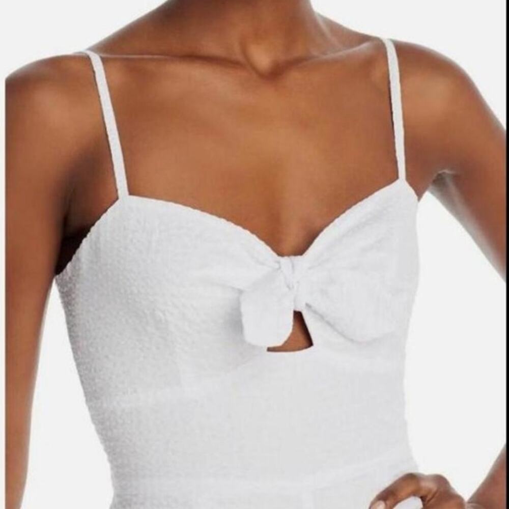 NWT Aqua Seersucker Jumpsuit Women's Size XS White Sleeveless Lined Wide Leg - Picture 4 of 16